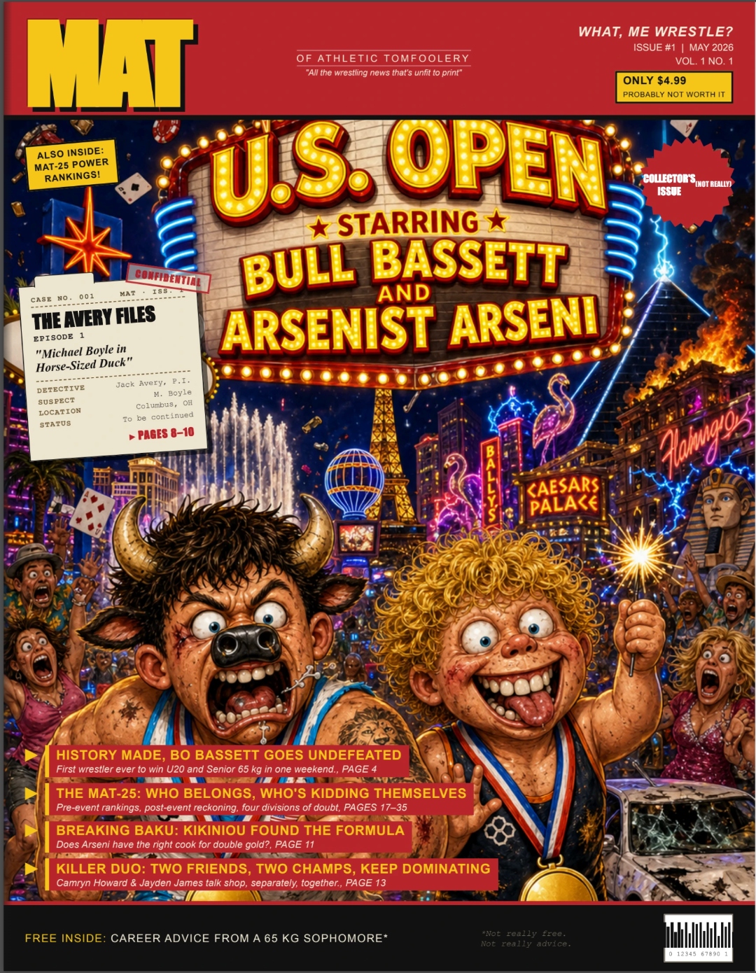 MAT Magazine Vol. 1 cover — U.S. Open starring Bull Bassett and Arsenist Arseni